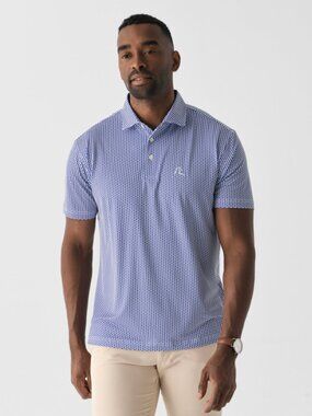 Rhoback “Don’t Mess” Texas Performance Polo | Men's Large | Ocean Blue